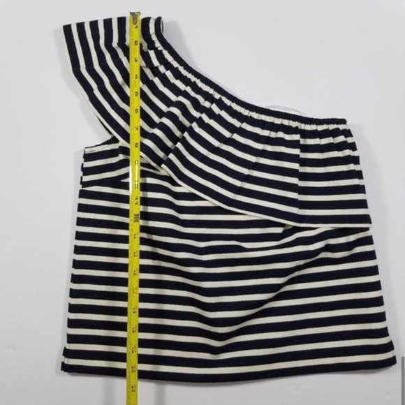 J. Crew Side Ruffle Nautical Top - Size XS - Black/White Horizontal Stripes - Picture 5 of 5